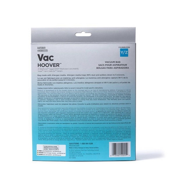 Hoover Other Hoover Vac Type Yz Allergen Vacuumcleaner Replacement